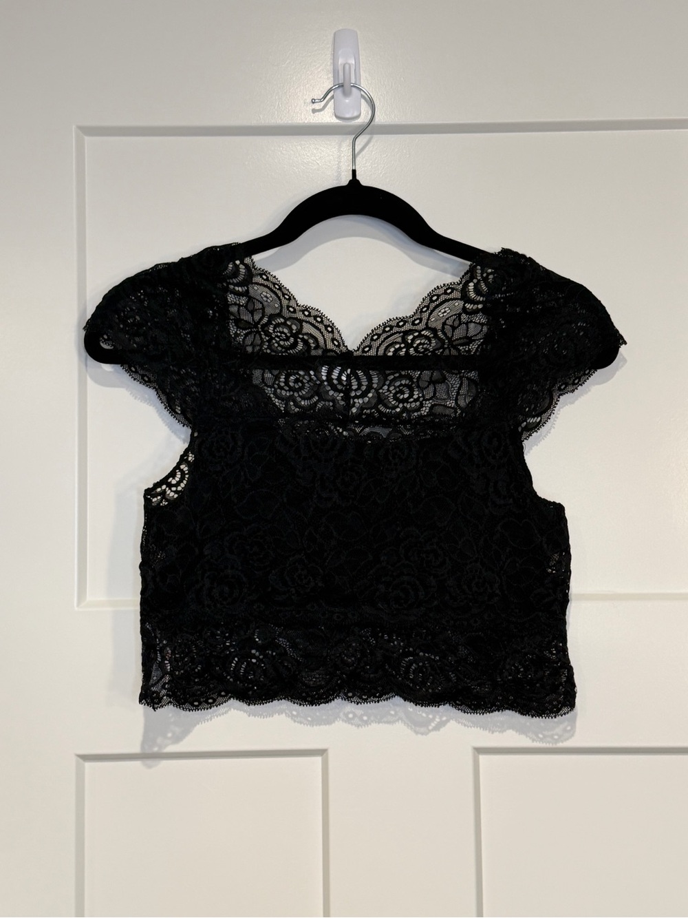 Free People Intimately Black Floral Lace Crop Top - Picture 3 of 4